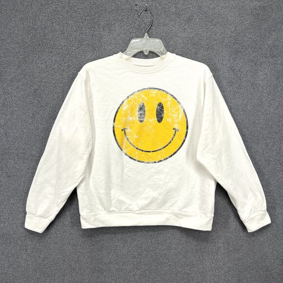Prince Peter Sweatshirt Womens Medium Smiley Face White Pullover - Picture 1 of 16